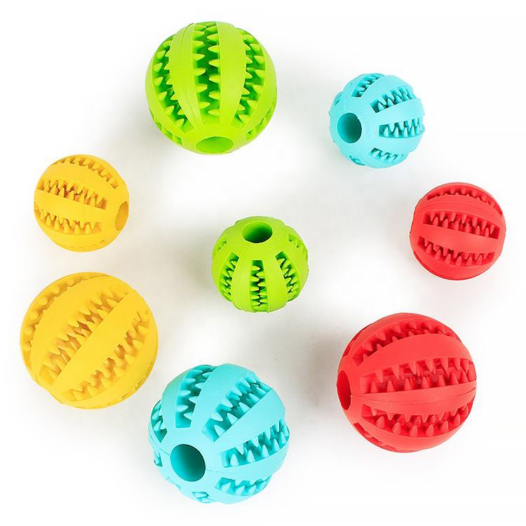 Picture 7cm Durable Soft Rubber Non Toxic Bite Resistant Dog Chew Toy Balls for Pet Food Treat Feeder and Tooth Cleaning