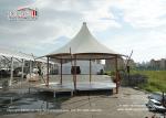 Outdoor Hotel Luxury Glamping Tents High Peak White Roof And Aluminum Structure