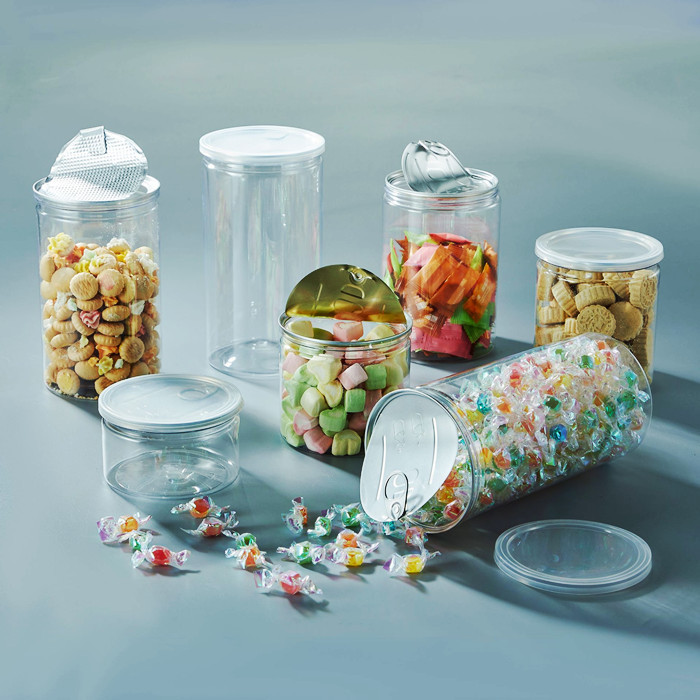 Aluminum Screw Lid Food Storage Jar Dia 55mm Plastic Clear Tea Coffee Sugar Canisters