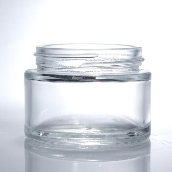 Buy cheap Luxury Glass Cream Jars Transparent Round With Lid Skincare Face Cream Cosmetic Packaging from wholesalers