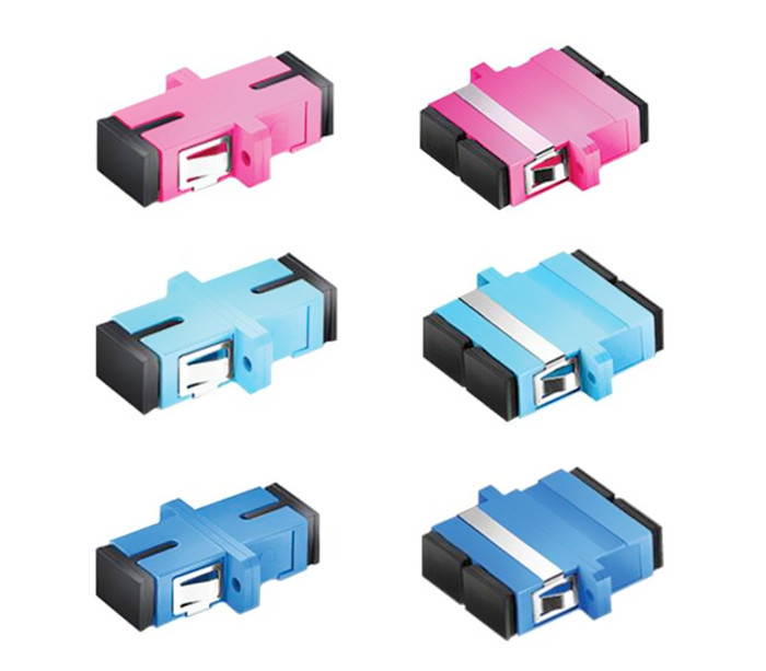 Single Mode Simplex Color Beige SC UPC Fiber Optic Cable Adapter With Flanges