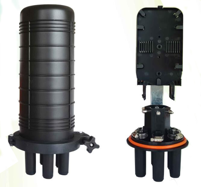 6 Ports Optical Fiber Cable Joint Closure 24F 48F 72F 96F PP PC ABS Material Black Color