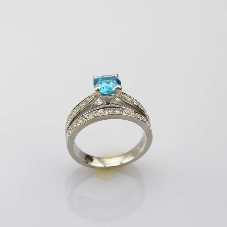 925 Sterling Silver 6mm CZ Diamonds Engagement Wedding Ring(R283)