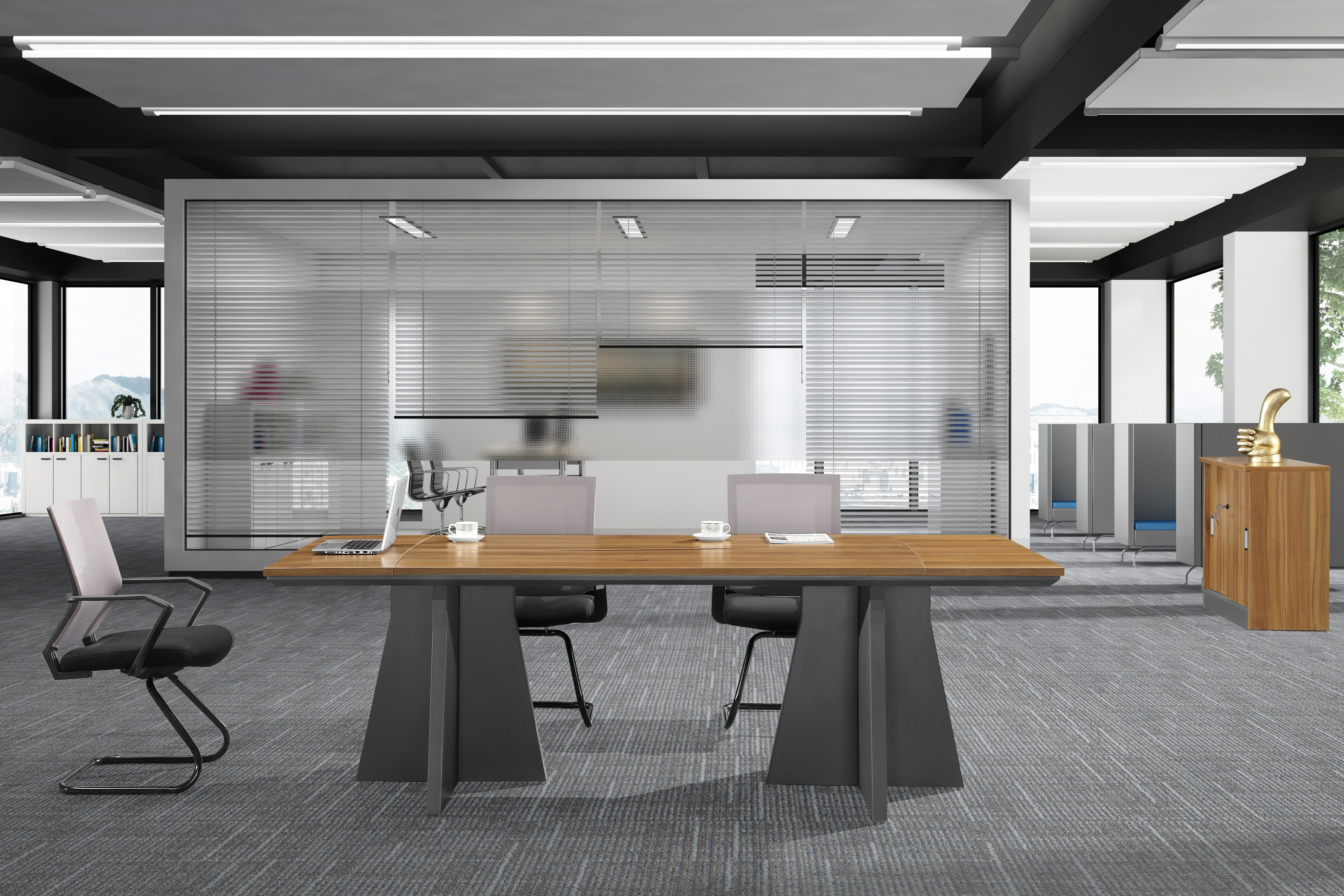 2.4 Meter Rectangular Melamine Conference Table OEM / ODM Service SGS Approved