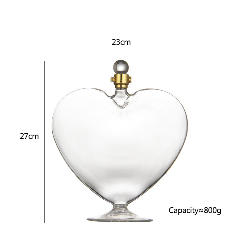 Lead Free Screw Cap Heart Shaped Glass Wine Bottles