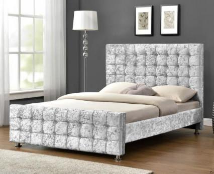 Buy cheap OEM Upholstered Grey King Size Bed Crush Velvet Fabric Bed Frame EMC Certificate from wholesalers
