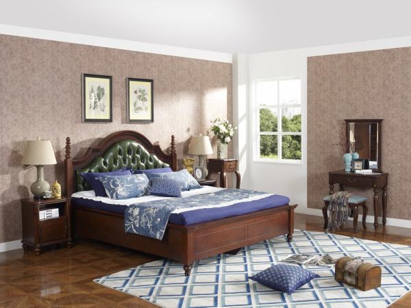 Buy cheap Rubber Wood made bedroom furniture Cheap malaysia imported Solid wood bed high quality PU leather Headboard Upholstured from wholesalers