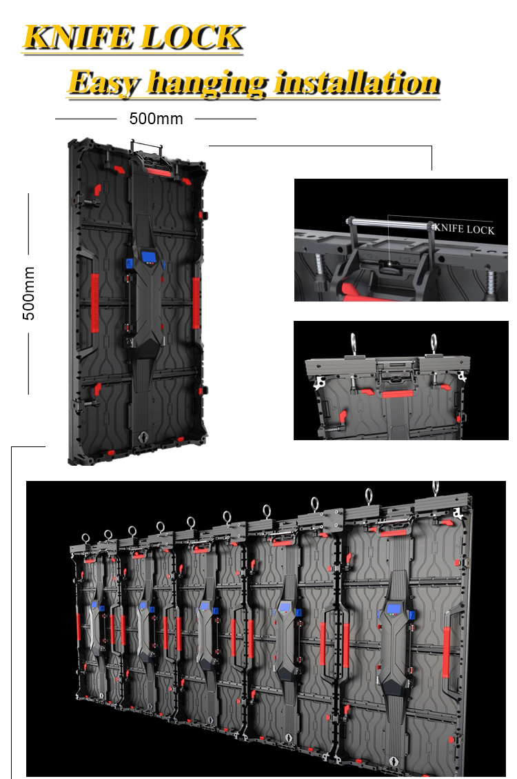 High Resolution 500x500 Indoor and Outdoor Stage LED Display Cabinet with IP65 Rating