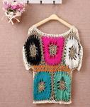 Crocheted pull over tops sexy for women summer shirt hollow out beach clothes