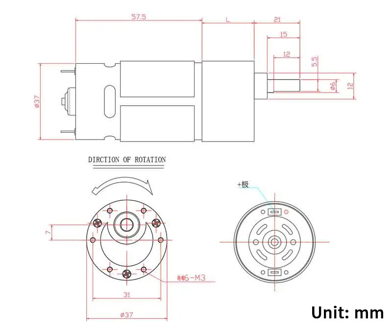 JGB37-550 High Torque Micro DC Gear Motors 12v DC Motor 6 Volt