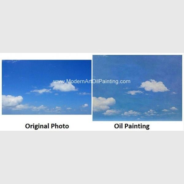 Buy cheap Modern Landscape Portrait Painting Sky Blue Oil Paint From Photo Holiday Gift from wholesalers