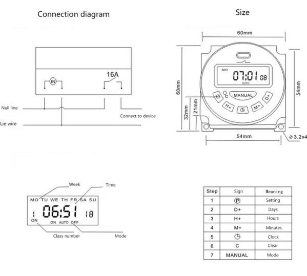 CN101A L701 AC 220V 16A digital time switch 220VAC weekly programmable electronic timer
