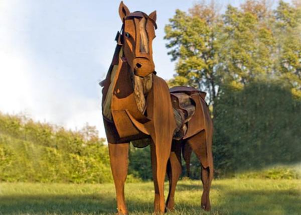 Buy cheap Life Size Metal Horse Sculpture / Metal Horse Garden Sculpture Rusty Finishing from wholesalers