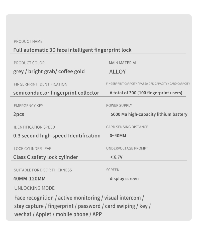 Wifi 3d Face Recognition Door Lock Bedroom Door Lock With Code