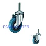 Rubber Wheel Castors , Institutional Stem Swivel Castors With Brakes