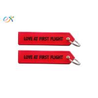 Buy cheap Personalized Embroidered Keychains Black Words On Red Background With Merrow product
