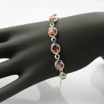 Sterling Silver 5x7mm Oval Amethyst Cubic Zircon Tennis Bracelet(B06PURPLE)