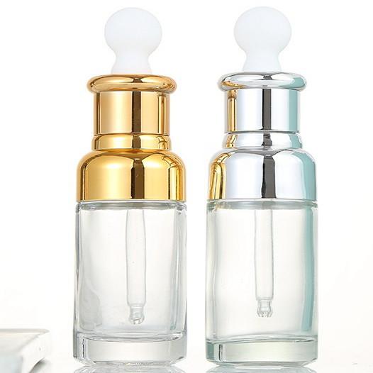 Transparent Glass Bottles Containers With Rubber Dropper Head Emulsion Liquid