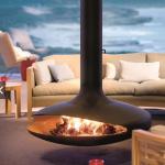 700mm Wood Burning Carbon Steel Hanging Suspended Ceiling Fireplace