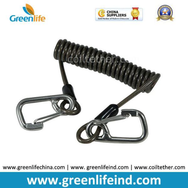 Buy cheap Heavy Duty Strong Pulling Big Size Wire Coil Carabiner Lanyard from wholesalers