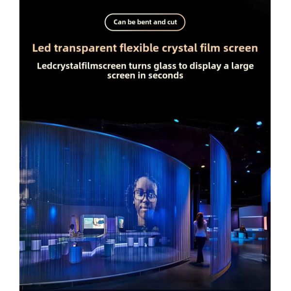 Ultra-Thin 3.9mm Design High Transparency LED Film Screen 85% Light Transmittance 5000nits Brightness