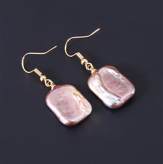 New Baroque Pearl Stud Earrings For Women Hand made Metallic Twist Braided Design Pearl Natural Baroque Pearl Earring