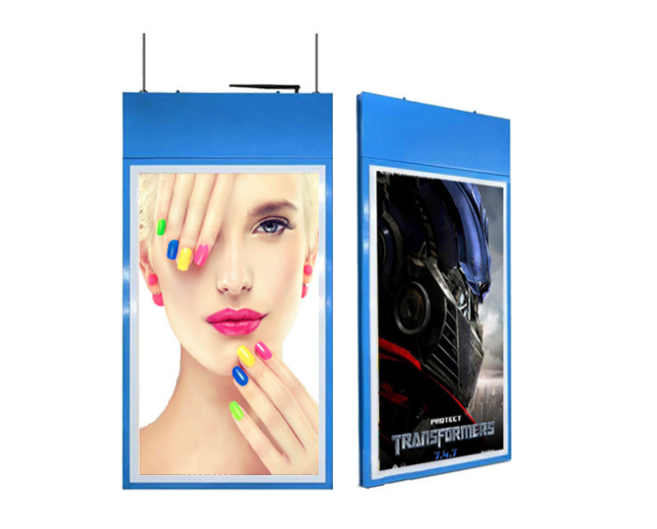 ceiling roof mount vertical dual screens 55" inch wireless WIFI network advertising player LCD display with high brightness