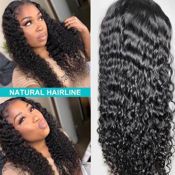 Buy cheap 250% Density Full Lace Human Hair Wigs Brazilian Water Wave from wholesalers