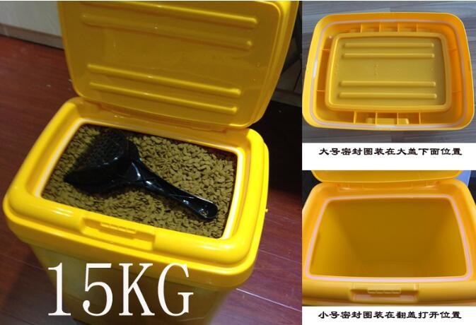 Pet food plastic pails with lid, dog /cat food plastic bucket/barrels, square plastic pail bucket with handle and lid fo