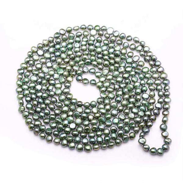 Buy cheap Green 7-8mm Freshwater Cultured Potato Shape Pearls Necklace 100 inches (FN08284GREEN) from wholesalers
