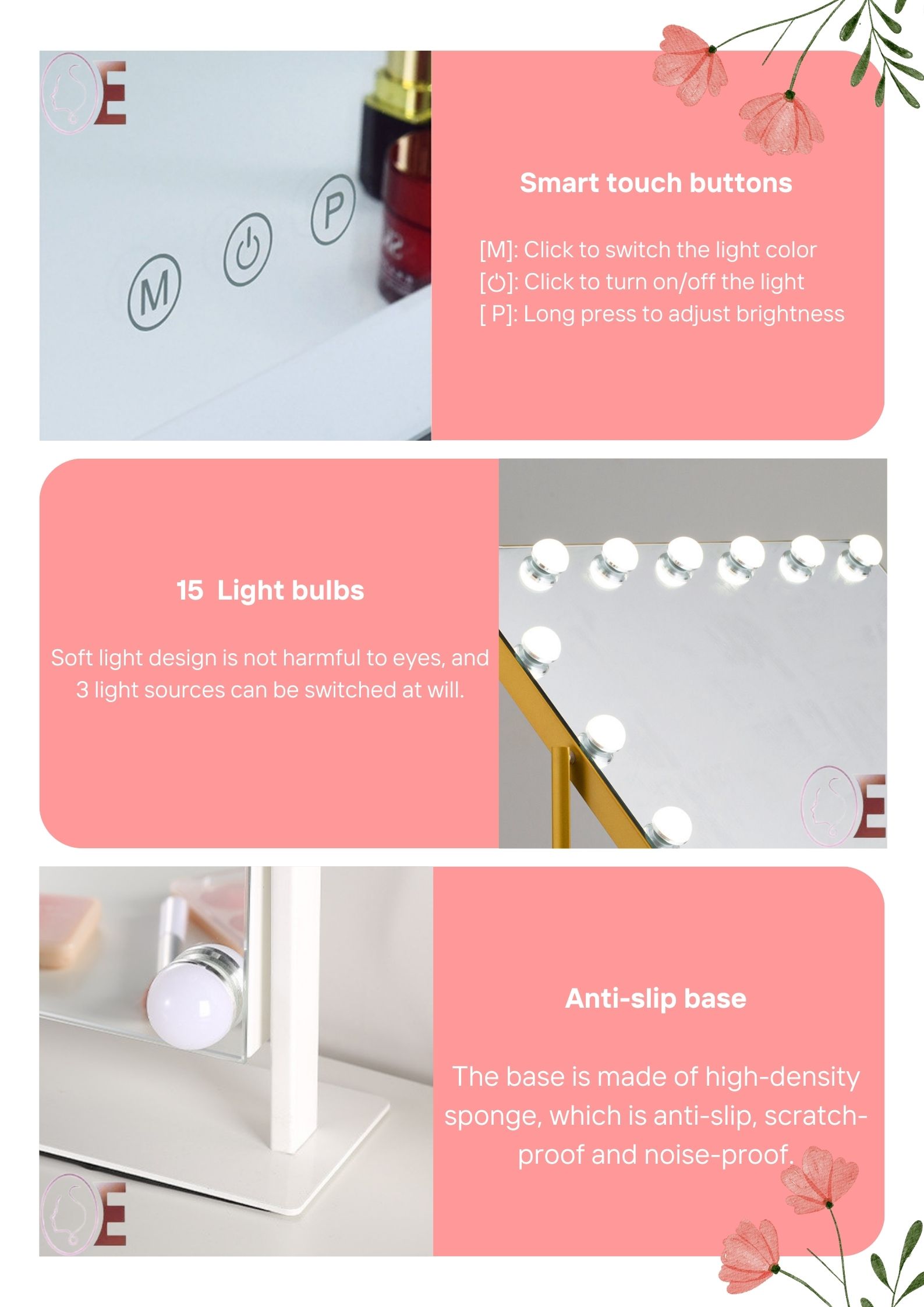 Smart Vanity Hollywood Mirror 100cm Desktop For Bathroom