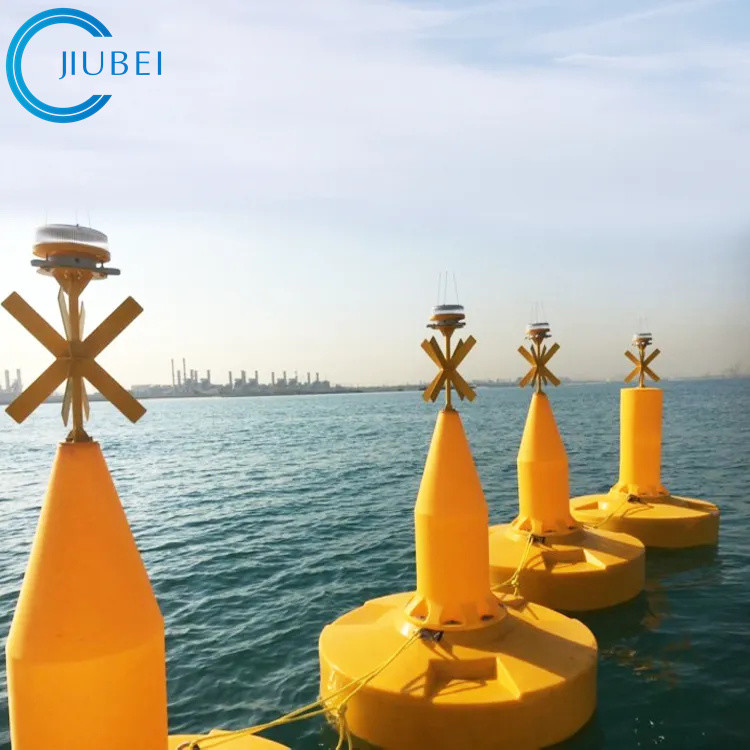Green Red Yellow Water Navigation Buoys Ocean With Solar Signal Light