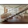 Buy cheap Straight Flight Glass Stair Railings Staircase Interior With Solid Wood Tread from wholesalers