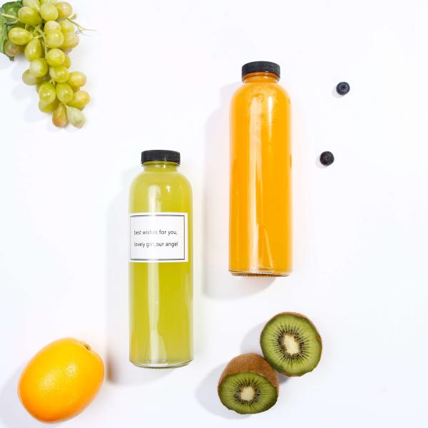 Buy cheap Thin Body Glass Drink Bottles Glass Juice Bottles 500ml 16oz With Screw Lids from wholesalers
