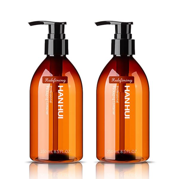 Buy cheap 250ML 30%PCR Amber Plastic Shampoo Bottles With Black Pump Lotion Top from wholesalers