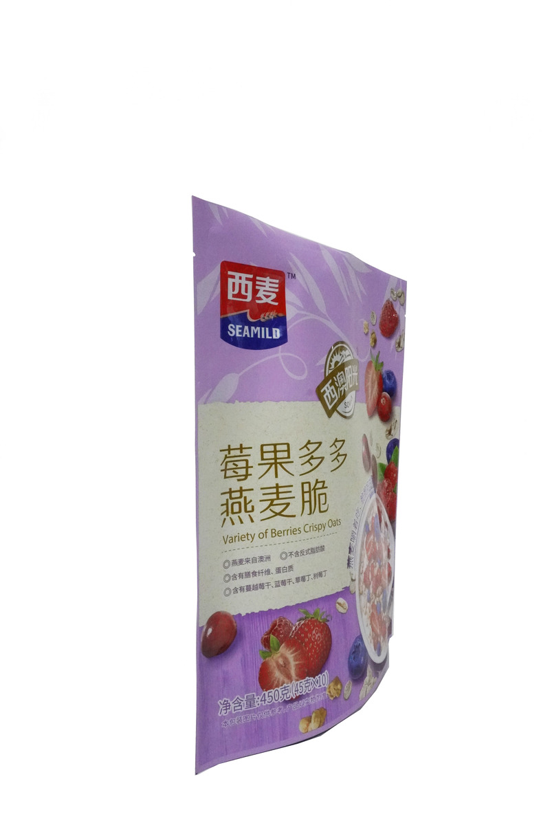 Safety Rack Up Pouch Packaging Oats With Dried Fruit / Vegetable Packaging Bag