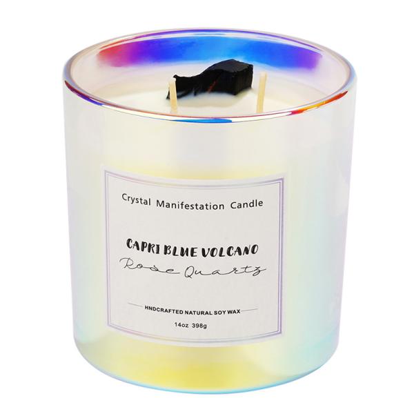 Buy cheap 398g 14oz Healing Crystal Glass Jar Scented Candle Aromatherapy Candles Iridescent from wholesalers