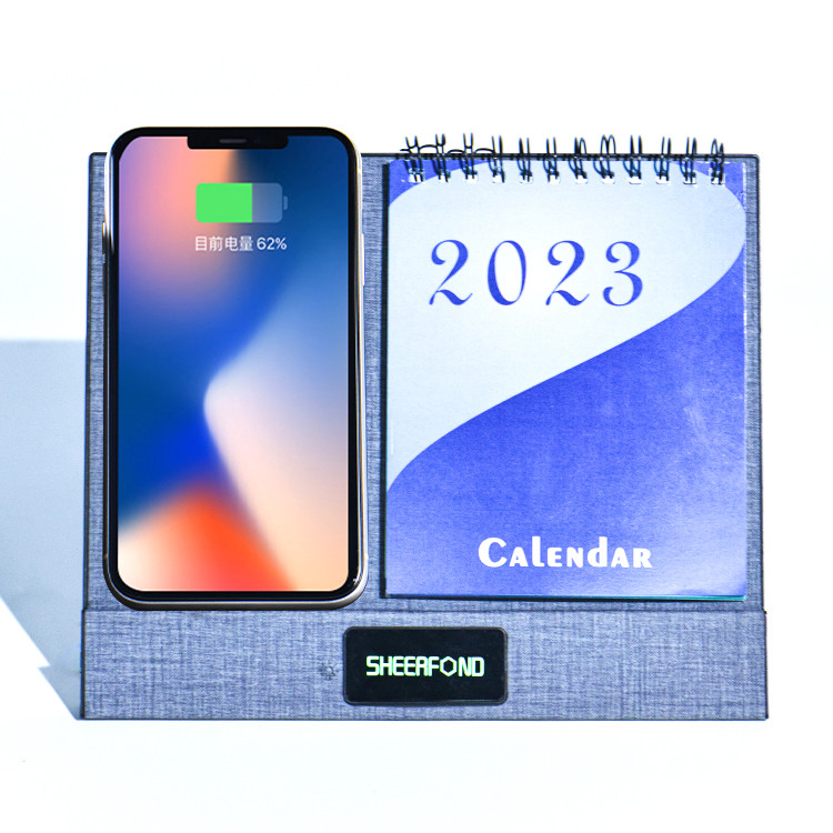2023 Wireless Charging Calendar , Eco Friendly Desk Calendar Planner