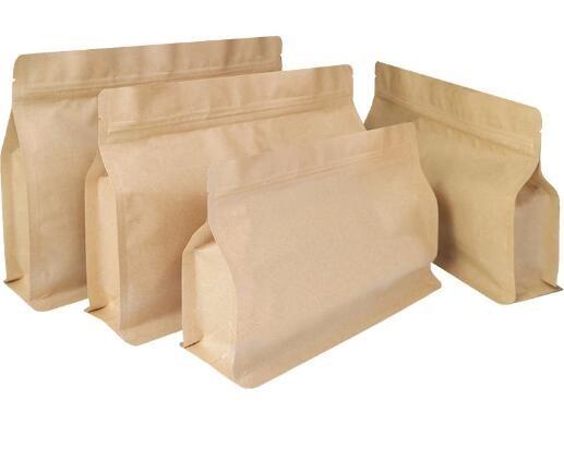 Buy cheap Stand up Clear Paper Kraft Zipper Bag with Flat bottom gusset from wholesalers