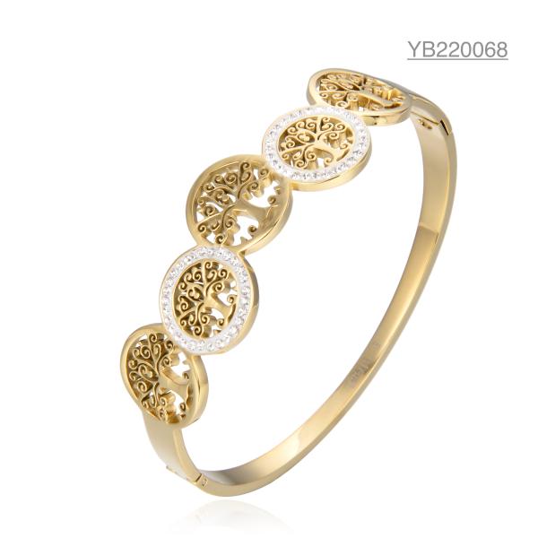 Buy cheap Stainless Steel 18k Gold Plated Jewelry Enamel Tree Of Life Bangle from wholesalers
