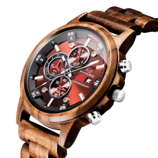 Buy cheap Male Elegant Walnut Wooden Quartz Watch High Quality Sporty Type 1010-3 from wholesalers