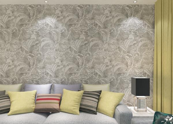 Buy cheap Eco - Friendly Silver Vinyl Removable Wallpaper With Floral And Leaf Pattern , 0.53*10M from wholesalers