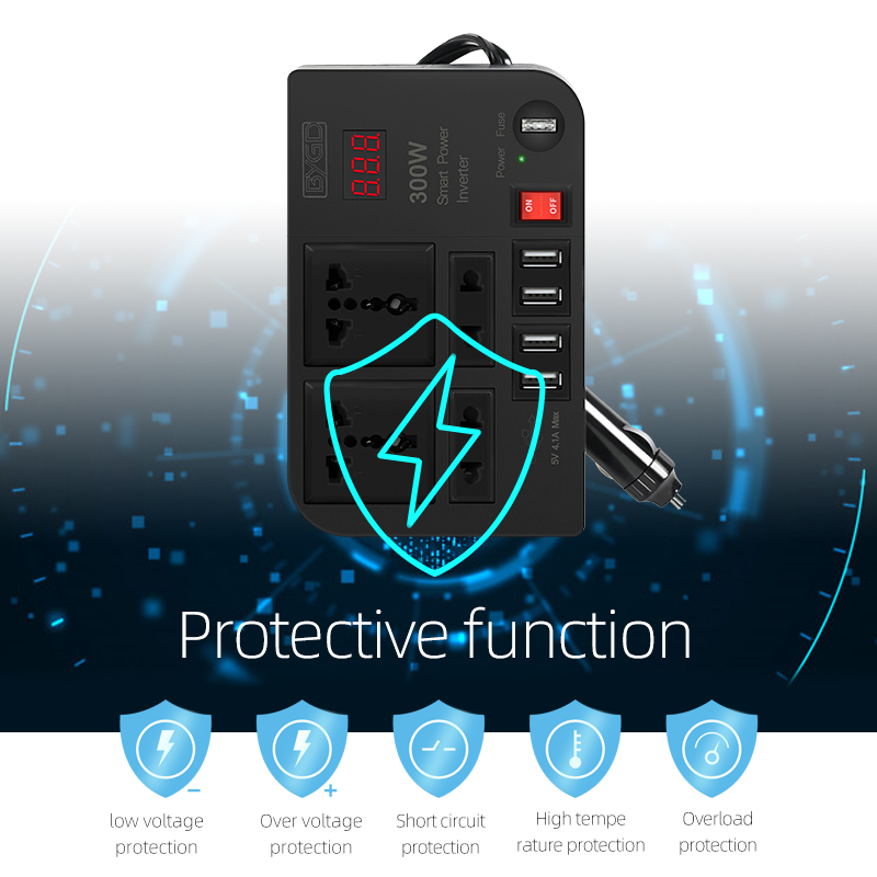 Factory Price Car Battery Inverter Digital Display Car Inverter 300W High Power Charger Modified Sine Wave Inverter Car
