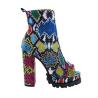 Buy cheap Colorful Snake Prints Waterproof Ladies High Heeled Boots Peep Toe Lace Up from wholesalers