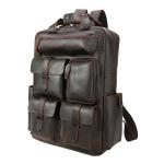 Mens Genuine Leather Bag 15.6 Inch Laptop Backpack Large Capacity Traveling