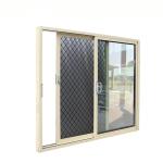 Aluminium Double Glass Sliding Door With Stainless Steel Security Mesh