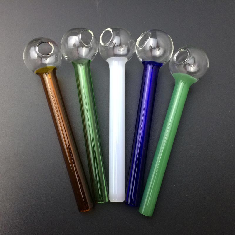 Borosilicate Glass Smoking Pipe / Smoking Oil Burner Pipes 10cm Round Shape