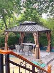 Metal Roof Gazebo 10 'X 12' Outdoor Gazebo Metal Roof with Mesh and Curtains,