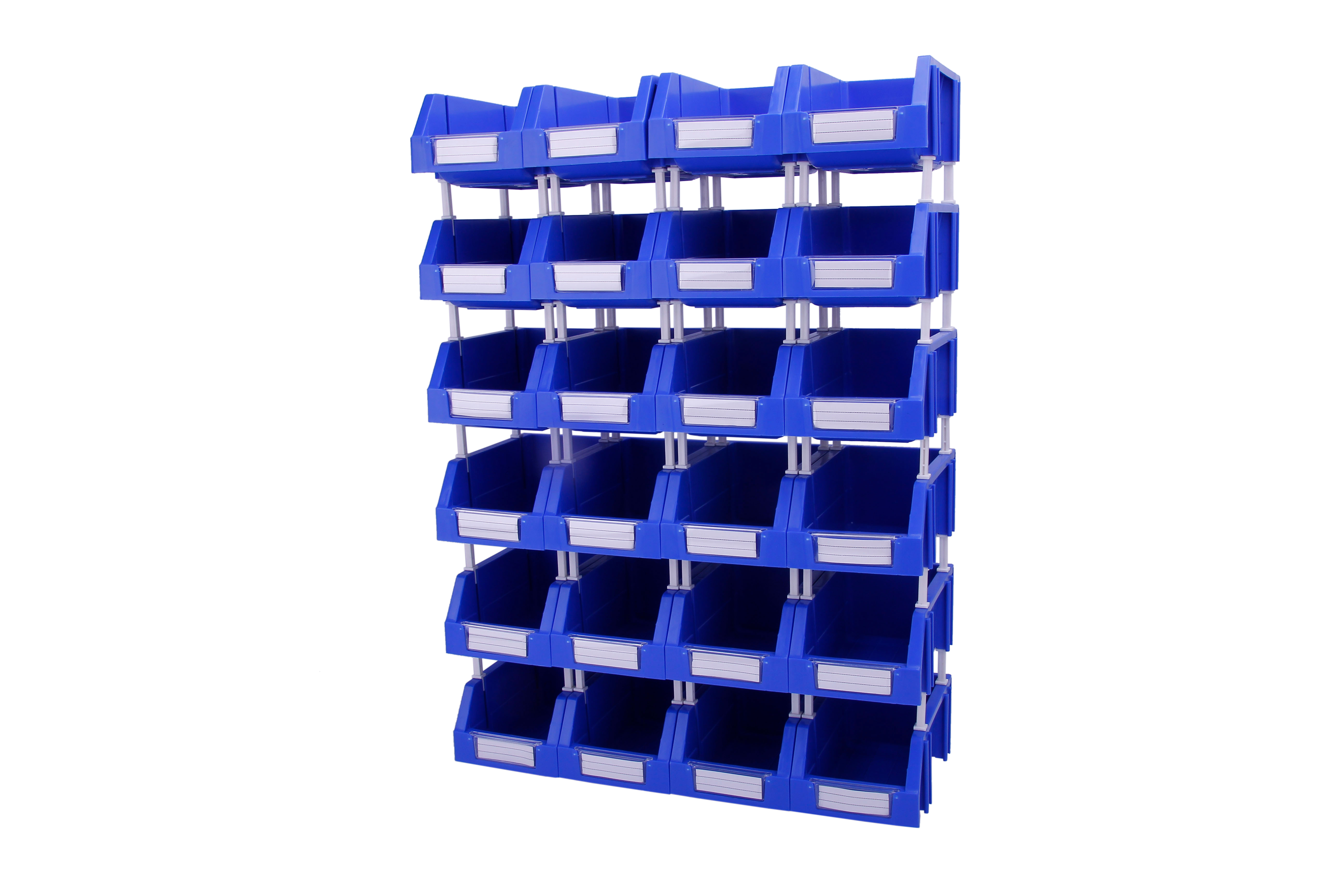 Simplify Warehouse Organization with Stackable Plastic Bins Open Front and Back Desig