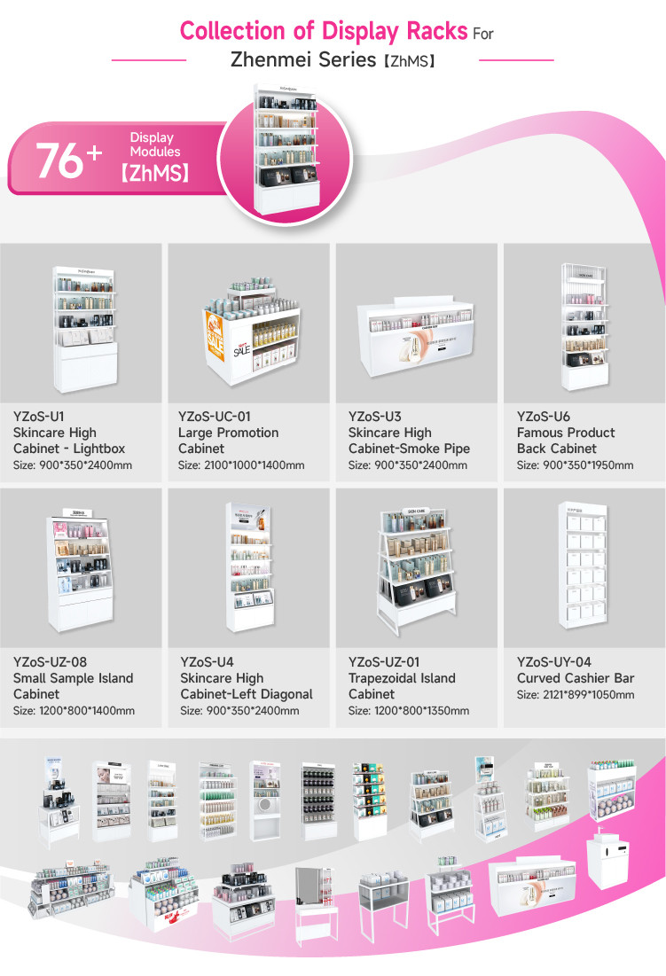 Customized Promotion Stand White Multi-Function Display Shelf for Beauty Store Display and Retail Shop Design